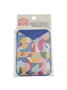 Adhesive Cell Phone Wallet Colorful Geometric Design Blue Pink Mint Rose